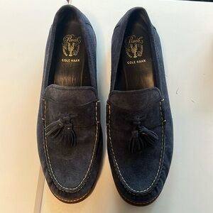 Cole Haan Blue Suede Tassle Loafers